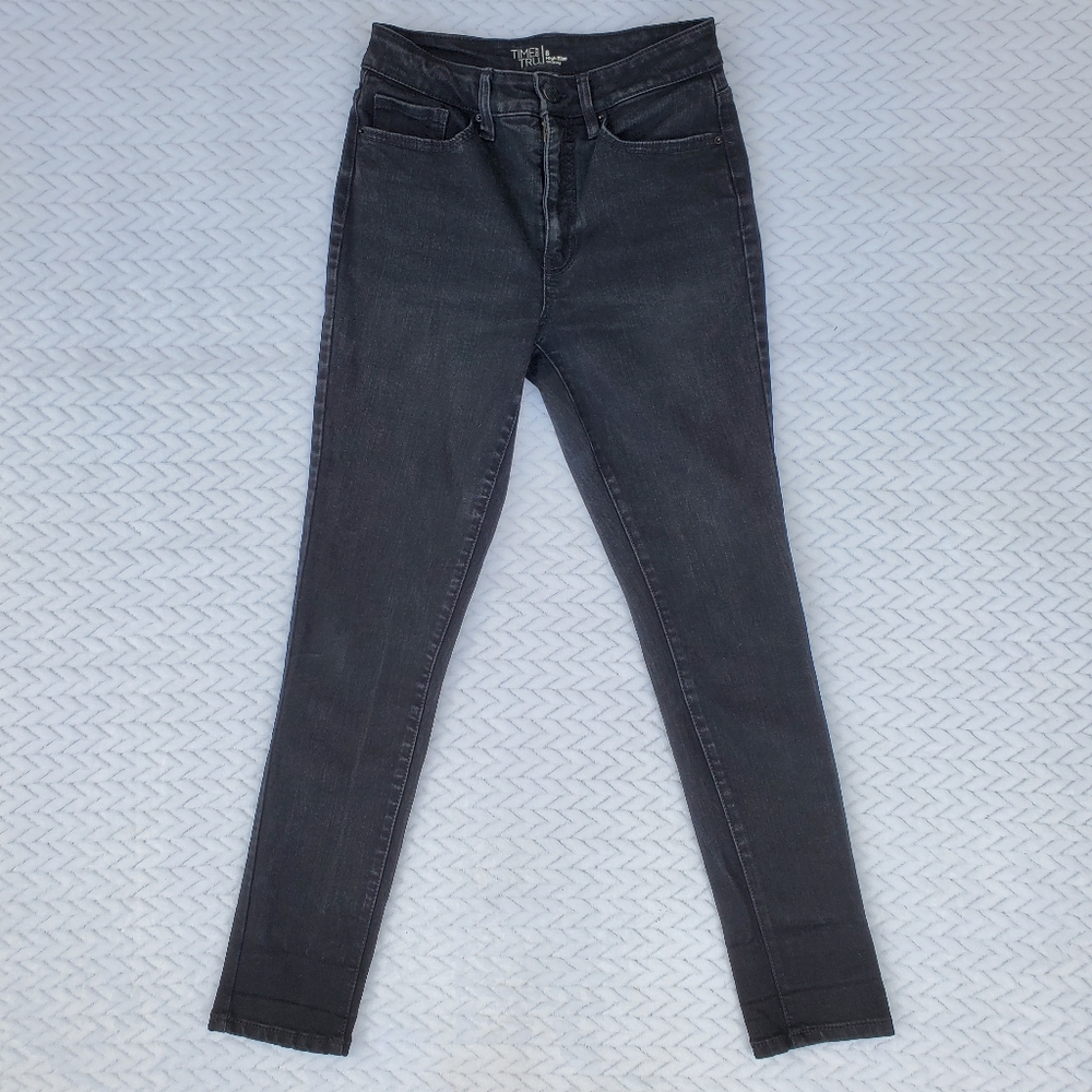 Time & Tru High Rise Skinny Black Denim Jeans Size 8